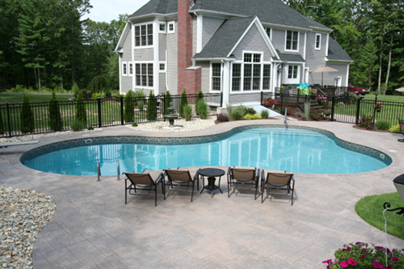 Swimming pool and stamped concrete project example 4